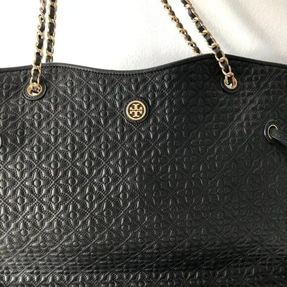 NWOT  Tory Burch Bryant Quilted Slouchy Tote Black ORIGINAL - Picture 6 of 9
